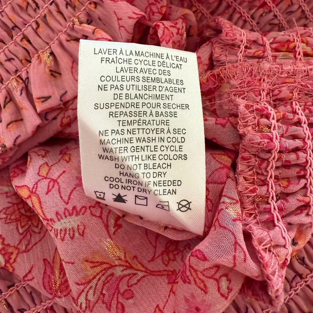 Joie Pink and Gold Floral ballerina blouse Sz M - Picture 7 of 8